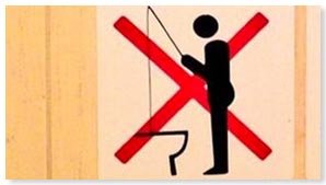 One of the prohibitive signs above a toilet in Sochi, Russia. (Photo courtesy of americablog.com)