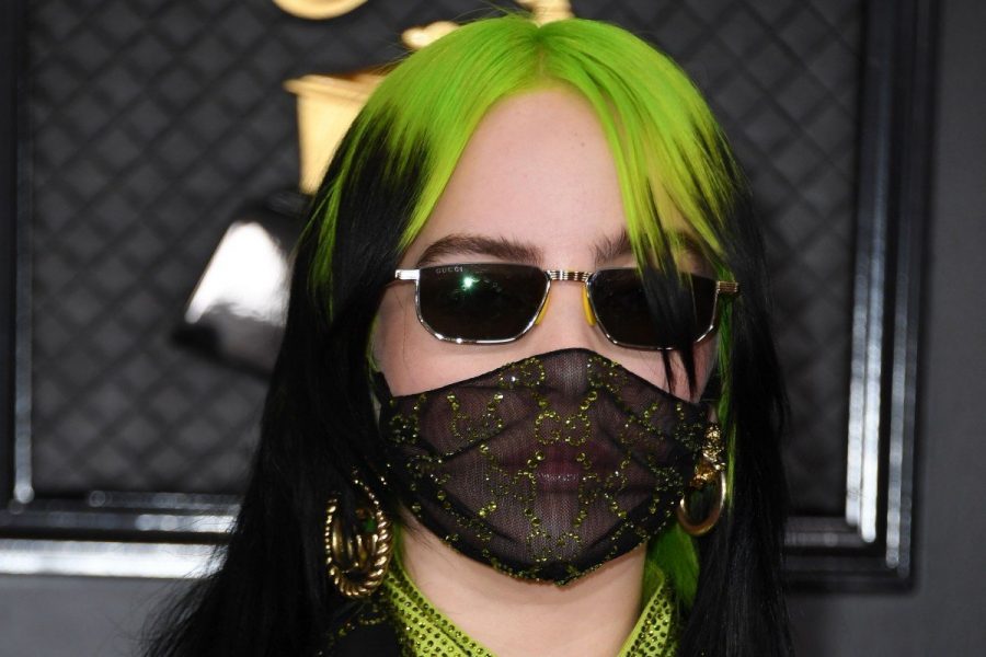 Billie Eilish wears a Gucci face mask at the 2019-20 Grammy Awards Ceremony.