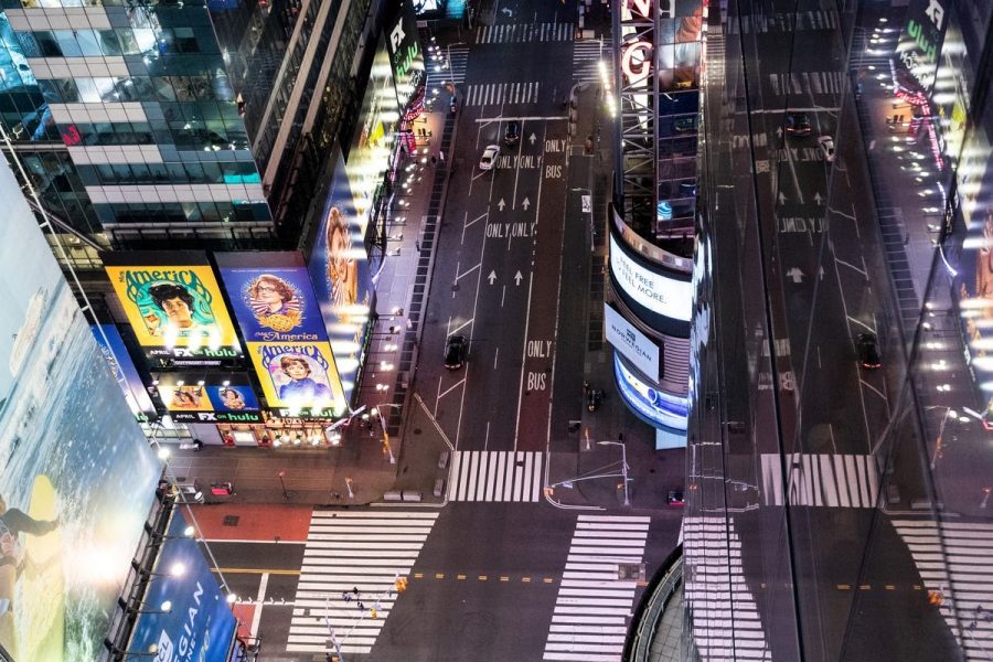 A rare sight of New York City’s Times Square without traffic and looking empty on March 18, 2020. (Courtesy of Business Insider photographer, Jeenah Moon)