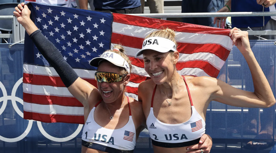 April Ross (left) attended the University of Southern California before she began her occupation as a full-time beach athlete. 