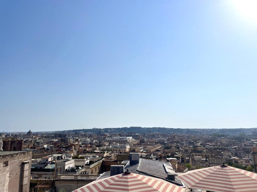 The breathtaking view from the roof in a hotel in Rome!
