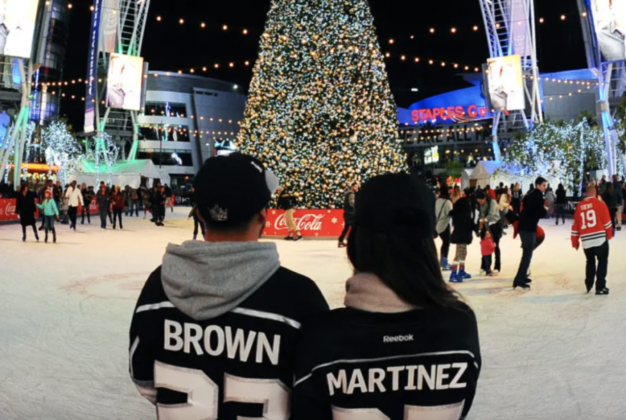 A couple enjoys a nice skate at LA Kings Holiday Ice.