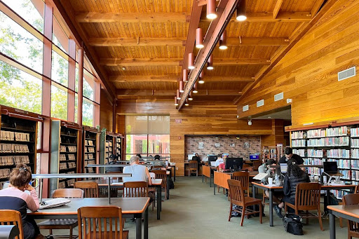 Photo of Los Angeles Central Library (right), and Woodland Hills Branch Library (left). Here is a link to more information about these libraries, how to gain access to study at these places, and more Los Angeles Library’s open to the public: https://www.latimes.com/lifestyle/list/los-angeles-libraries-for-working-remotely.