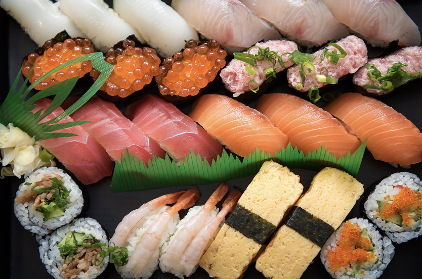 All different kinds of sushi lined up together, looking absolutely delicious. Photo courtesy of Wami Japan Flavored Media. 